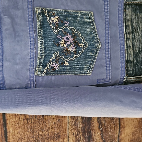 UPCYCLED ☆ HANDMADE PERRIWINKLE DENIM JACKET By "One Kind Denim Co". Sz XL - Picture 2 of 7